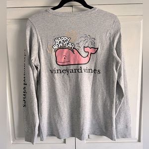 VINEYARD VINES Happy New Year Womens long sleeve graphic tshirt, size XS, NWT